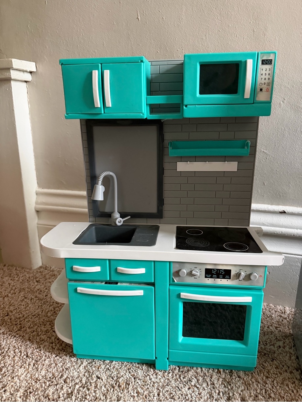 Our generation/Turquoise Kids Play Kitchen Set - Toy Refrigerator, Oven & Micr